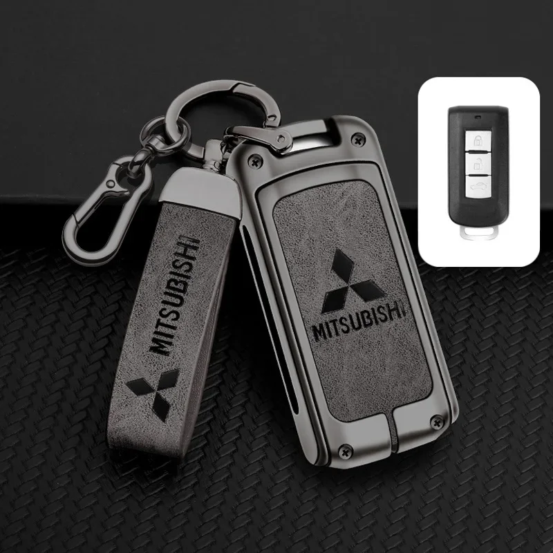 

Кожаный чехол для автомобильных ключей без ключа для Mitsubishi Outlander Lancer Eclipse Mirage Xpander ASX Pajero Eclipse Cross Montero