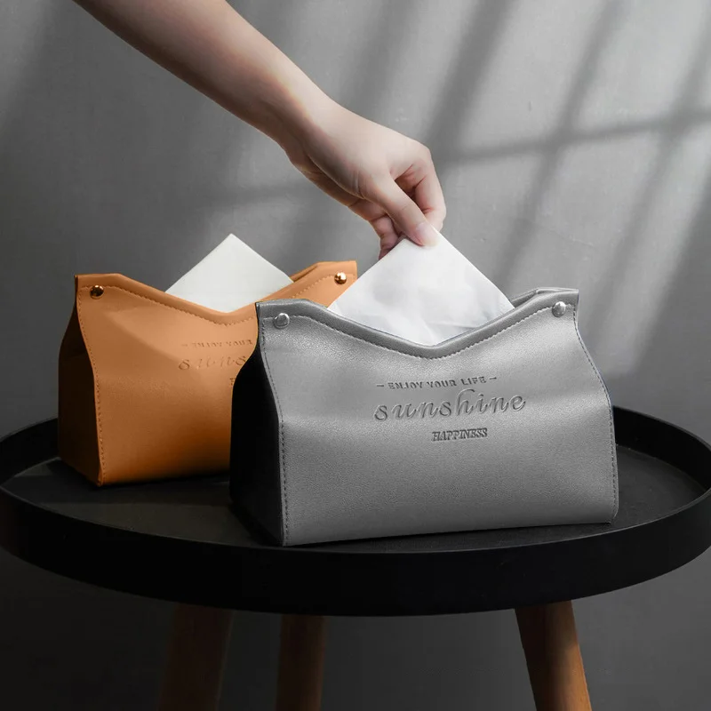 

Leather Tissue Box Car Tissue Box Home Living Room Decoration Bedroom Kitchen Desktop Nordic Large Storage Box Napkin Holder