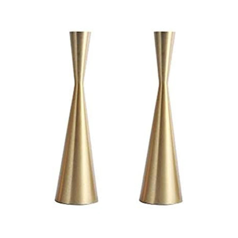 

2Pcs Brass Gold 9 Inch Taper Candlesticks Candleholder Vintage Mid-Century Modern Candlestick Home Cabin Lodge Table