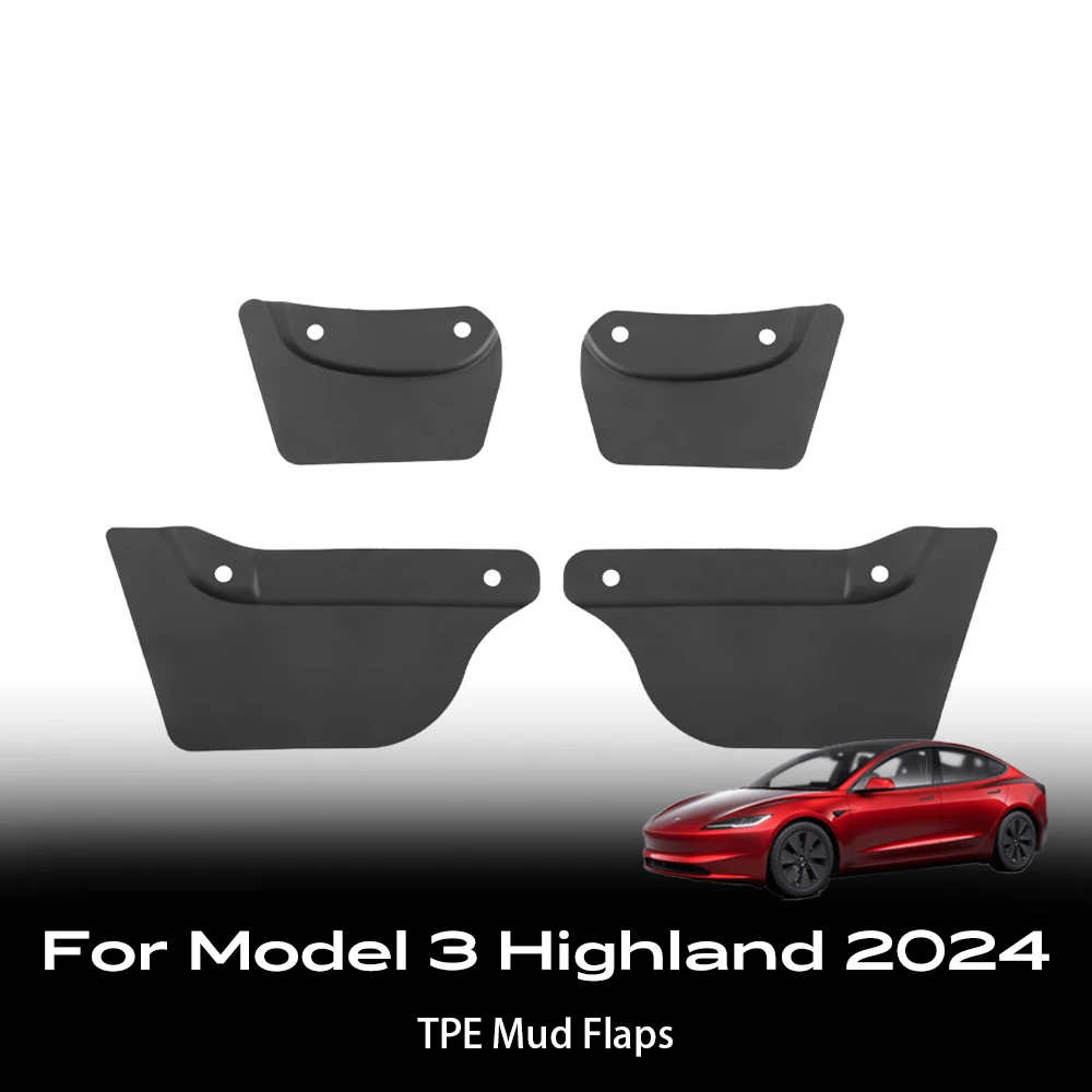 

For Tesla Model 3 Highland 2024 Wheel Mud Flaps Splash Guards MudFlaps Front Rear Fender New Upgrade TPE Mudguards Protector