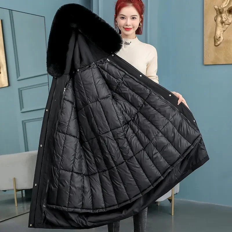 Зимняя женская парка новинка 2023 зимняя одежда длинные парки куртка с капюшоном и