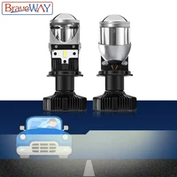 braveway h4 led headlight bulbs with lens for car error free hi lo beam 12v led canbus led h4 bulbs with mini projectors 6500k