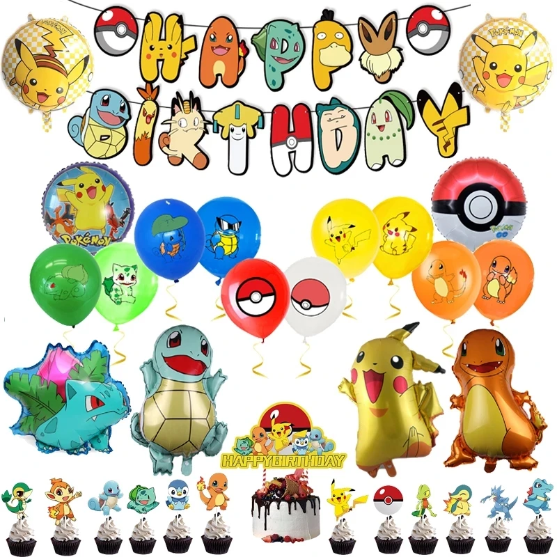 Покемон воздушные шары Пикачу латексные из фольги баннер на день рождения эльфы