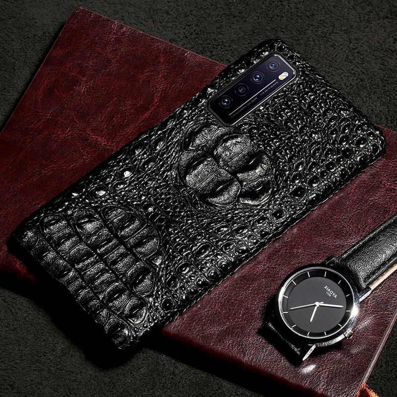 3d Crocodile Pattern Genuine Leather Standing Case For Huawei Nova 8 7 6 Se Pro Case For Huawei Nova6 Nova7 Se Phone Cover Coque