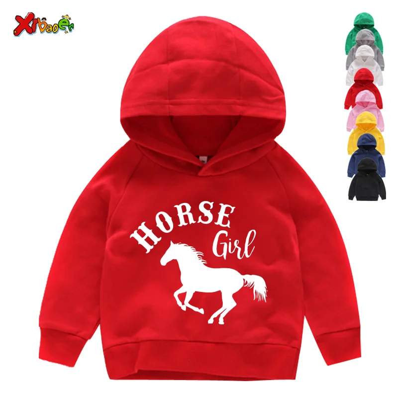 Детские черные толстовки с капюшоном и принтом лошадей | Детская одежда обувь