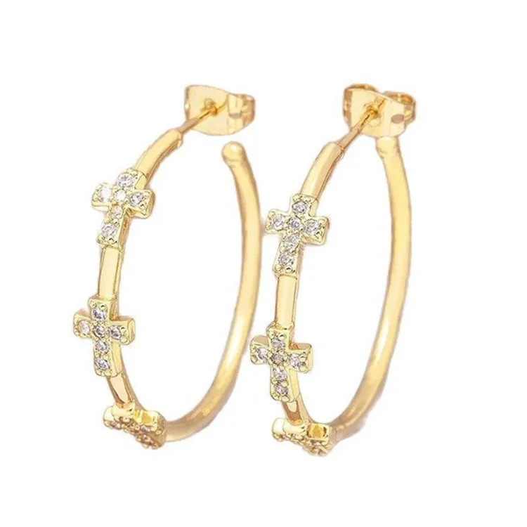 

Golden Butterfly Shape Earrings Fashion Lady Leaf Love Earrings Punk Style Exaggerated Copper Inlaid AAA Zircon Earrings
