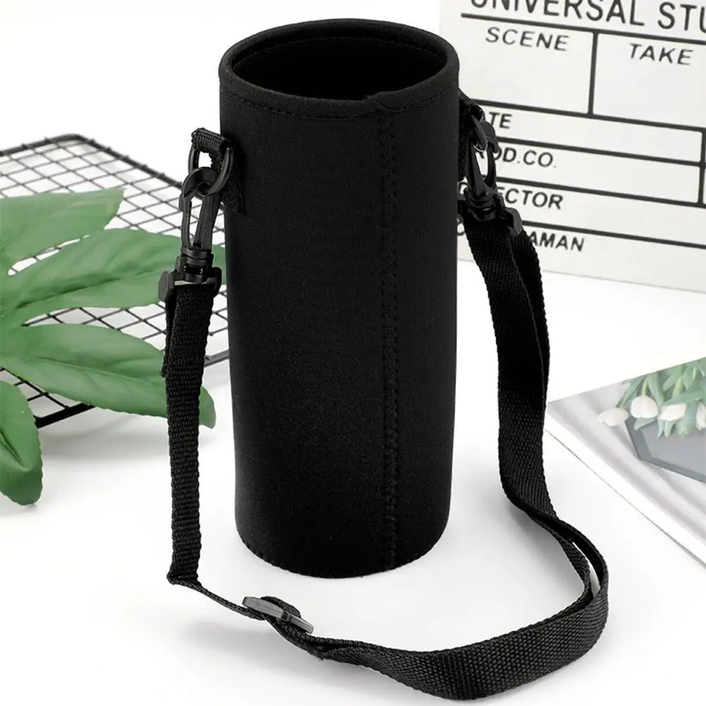 

Black Bottle Carrier Insulat Bag Water Bottle Carrier Insulated Cover Bag Neoprene Water Pouch Holder Shoulder Strap