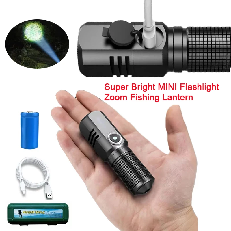 Супер яркий светодиодный фонарик MINI XHP50 USB-фонарик перезаряжаемый зум рыболовный