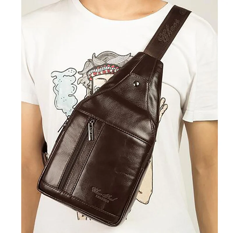 Нагрудная Сумка-слинг из натуральной воловьей кожи для мужчин модные сумочки