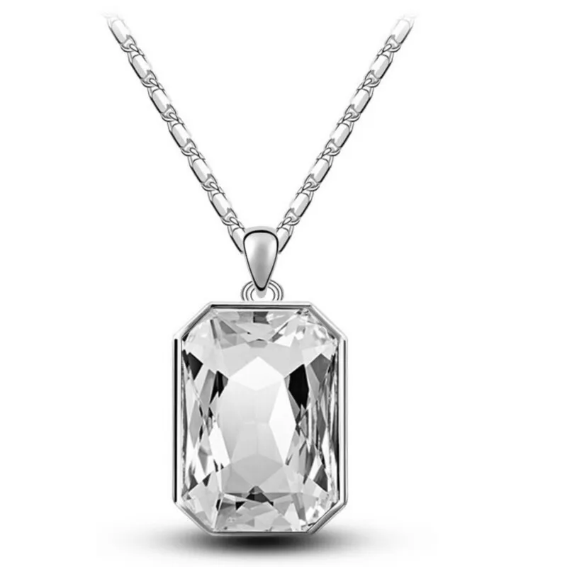 Ожерелье с квадратным кулоном из австрийского хрусталя классическое модное