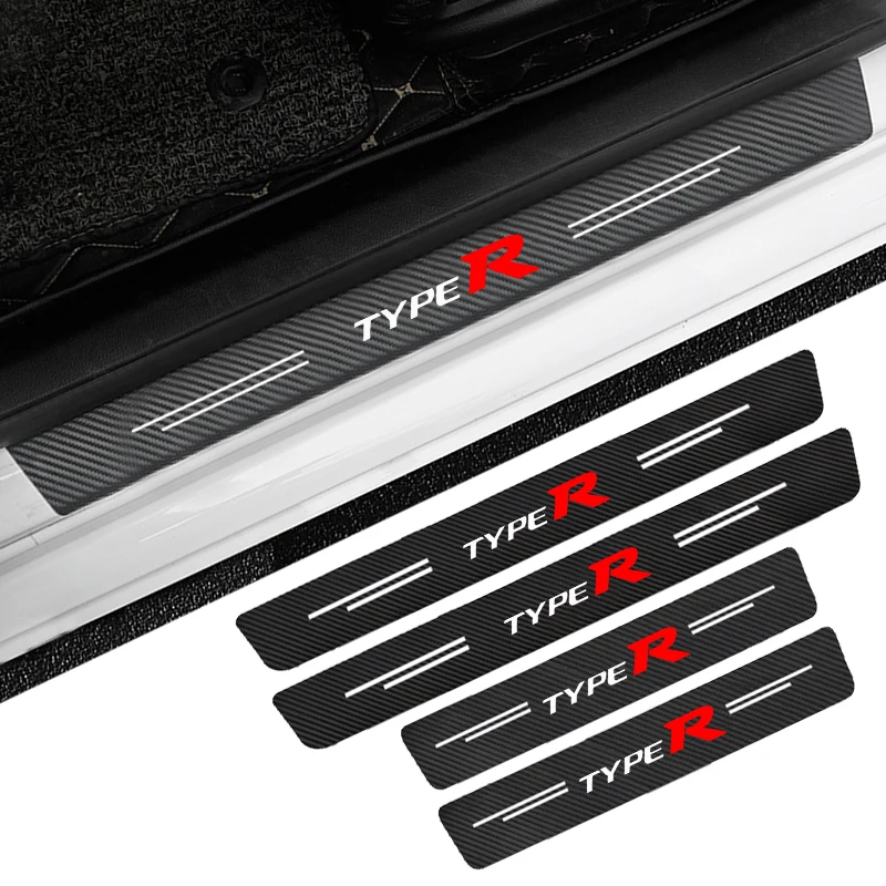 

4Pcs Carbon Fiber Car Door Sill Protection Sticker Anti-scratch Refit sticker For Honda Typer Civic 4d 10th Gen 8th Gen