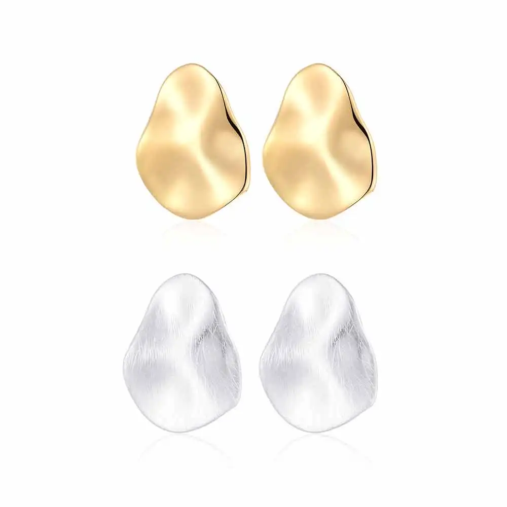

Shineland 2023 bijoux Trendy Stud Earrings For Women New Fashion Brincos Statement Irregular Metal Geometric Punk Jewelry