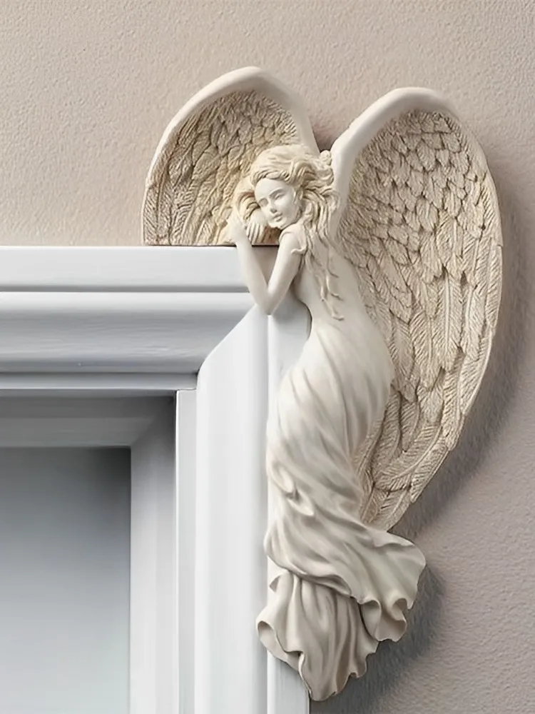 

Дверная рама, крылья ангела, Настенная скульптура, украшения, статуя из смолы, украшение для сада, дома, рабочего стола, секретный Сказочный ...