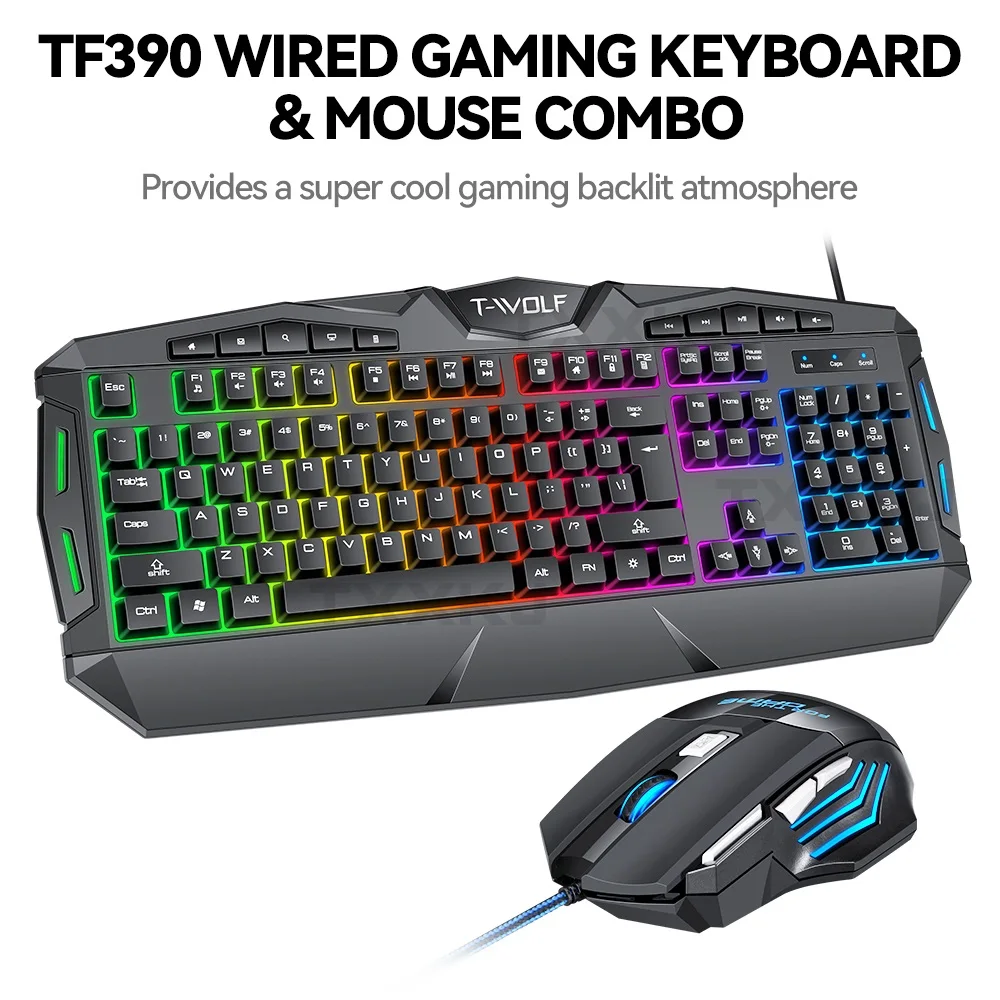 

Wired USB Keyboard Mouse Set Office Game Luminous Mechanical Game RGB Backlit Keyboard Wired Keyboard Mouse Gaming Mouse