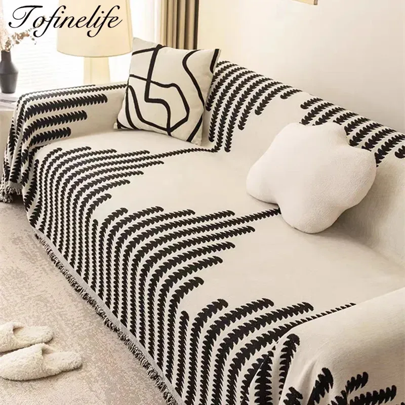 

New Modern Sofa Blanket Nordic Tassels Throw Blanket Four Season Sofa Cover Dustproof Anti-scratch Couch Covers Furniture Cover