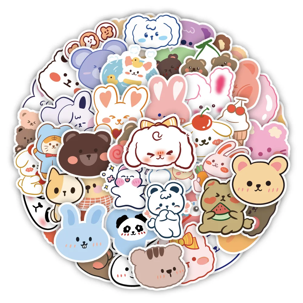 50/100 шт. водонепроницаемые наклейки с животными медведем кошкой пандой