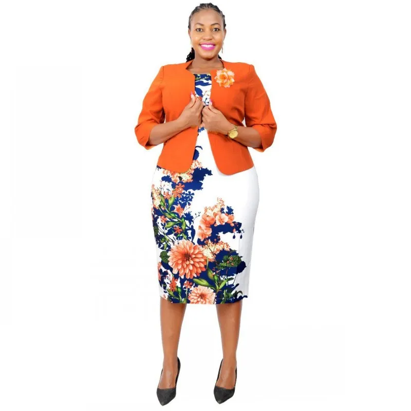 

2 Piece Sets Coat And African Dress Muslim Abaya Hijab Bandage Bazin 3/4 Sleeve Robe Gowns Africa Sexy Lady Party Print Dresses