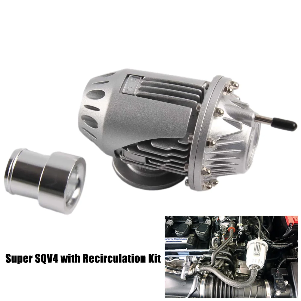 

Super SSQV4 SQV4 Dump Blow Off Valve BOV SQV with 1" Recirculation adapter kits Silver Black