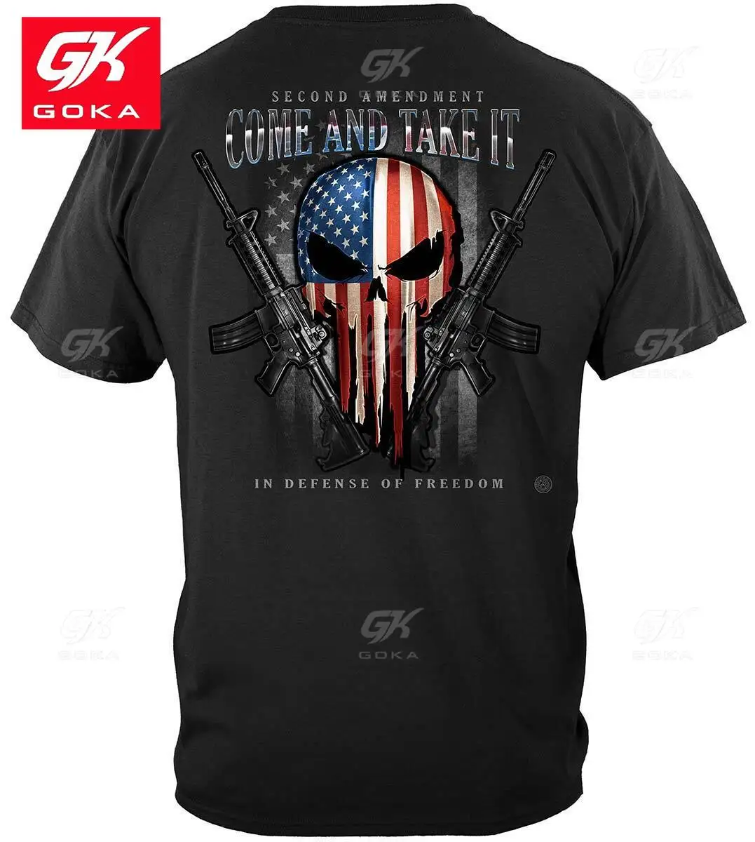 Черная хлопковая футболка с черепом свободы 2-я поправка футболки графическим