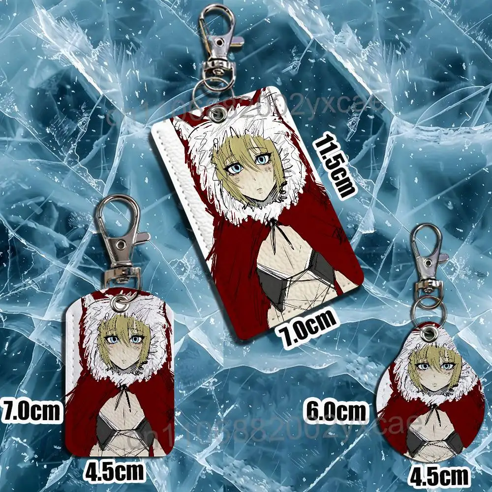 Фото Кожаный чехол-картхолдер Alice Red Riding Hood Black Souls прямоугольной формы для ID-карт и пропусков с брелоком-кольцом №4