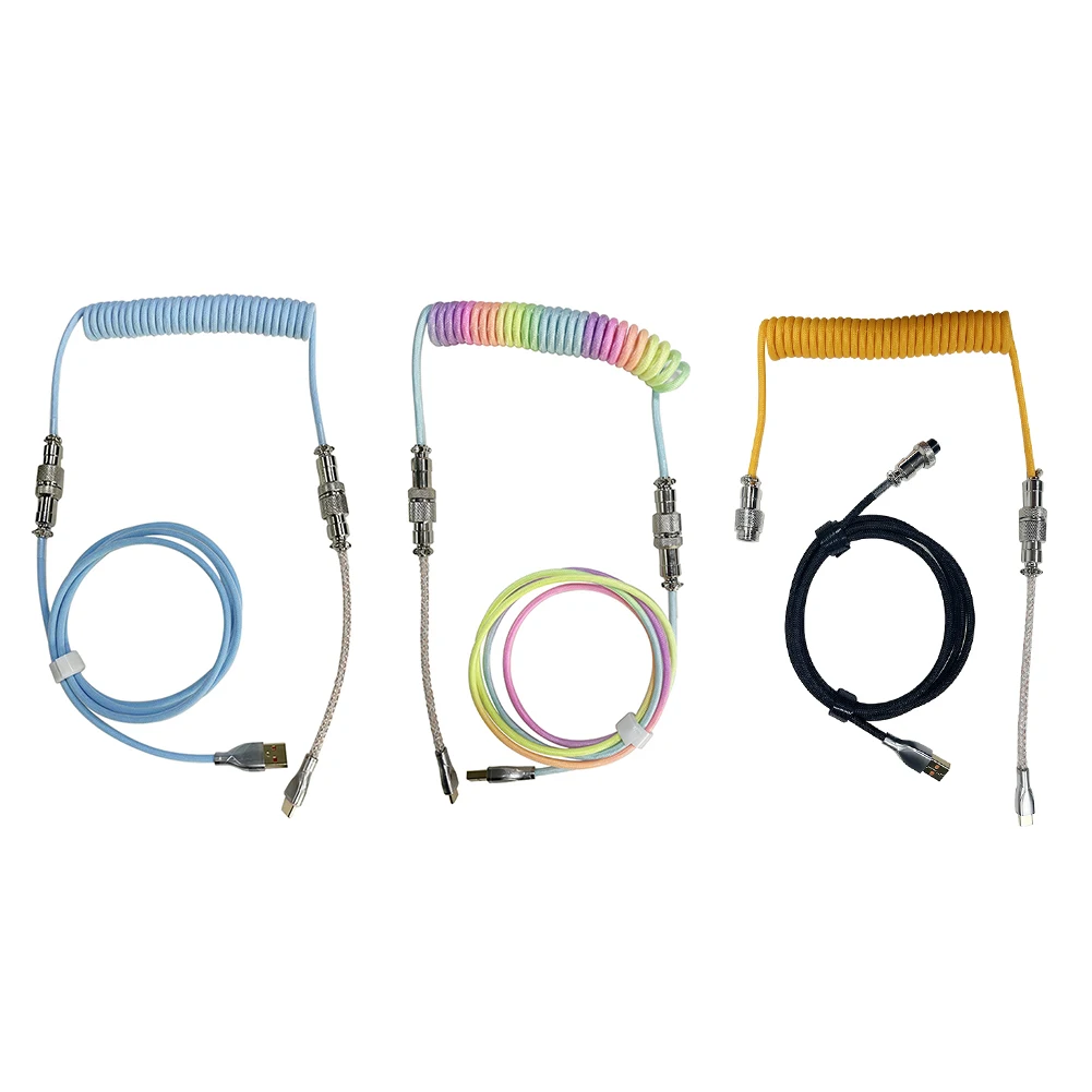 

Механическая клавиатура, спиральный кабель с RGB-подсветкой, 2,8 м, Тип C, USB, Авиатор, спиральный Паракорд