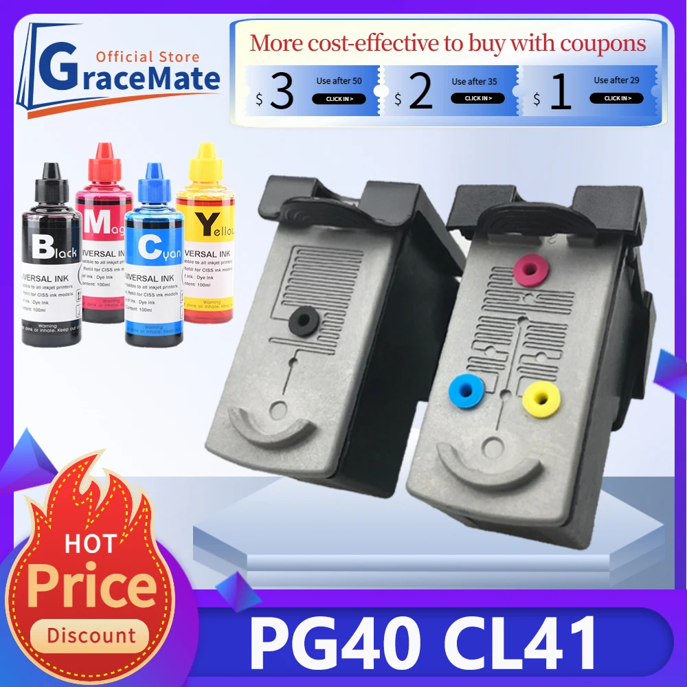 

Compatible PG40 CL41 Ink Cartridge for canon printer pixma cartridge iP1180 iP1200 MX308 MX318 MP145 MP150 MP160 MP170 MP180