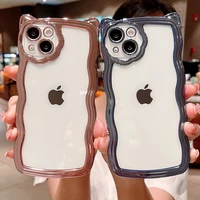 cute cat ears plating bumper case for iphone 13 11 12 pro max xs xr x transparent camera protection soft electroplating cover
