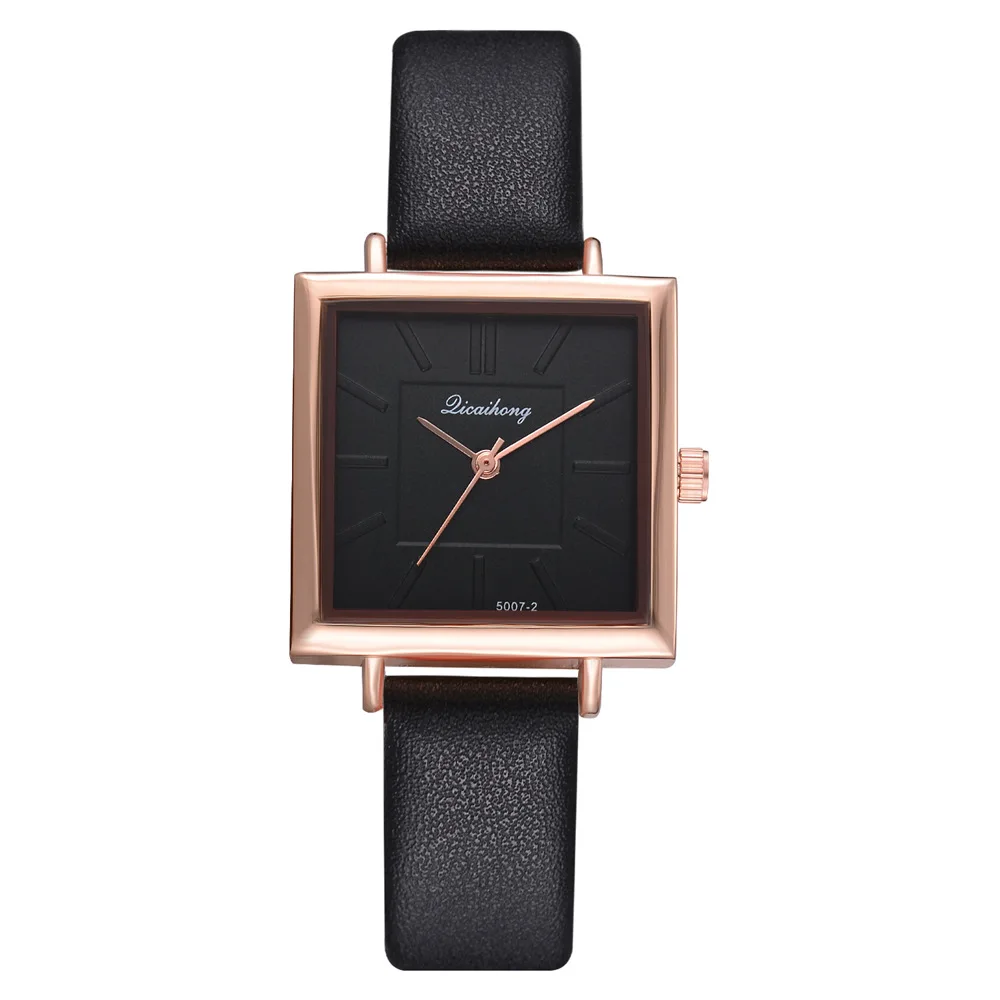 

Luxury Square Head PU Strap Ladies Dress Business Quartz Watch Simple Temperament Crystal Watch Women Leather Quartz Watch