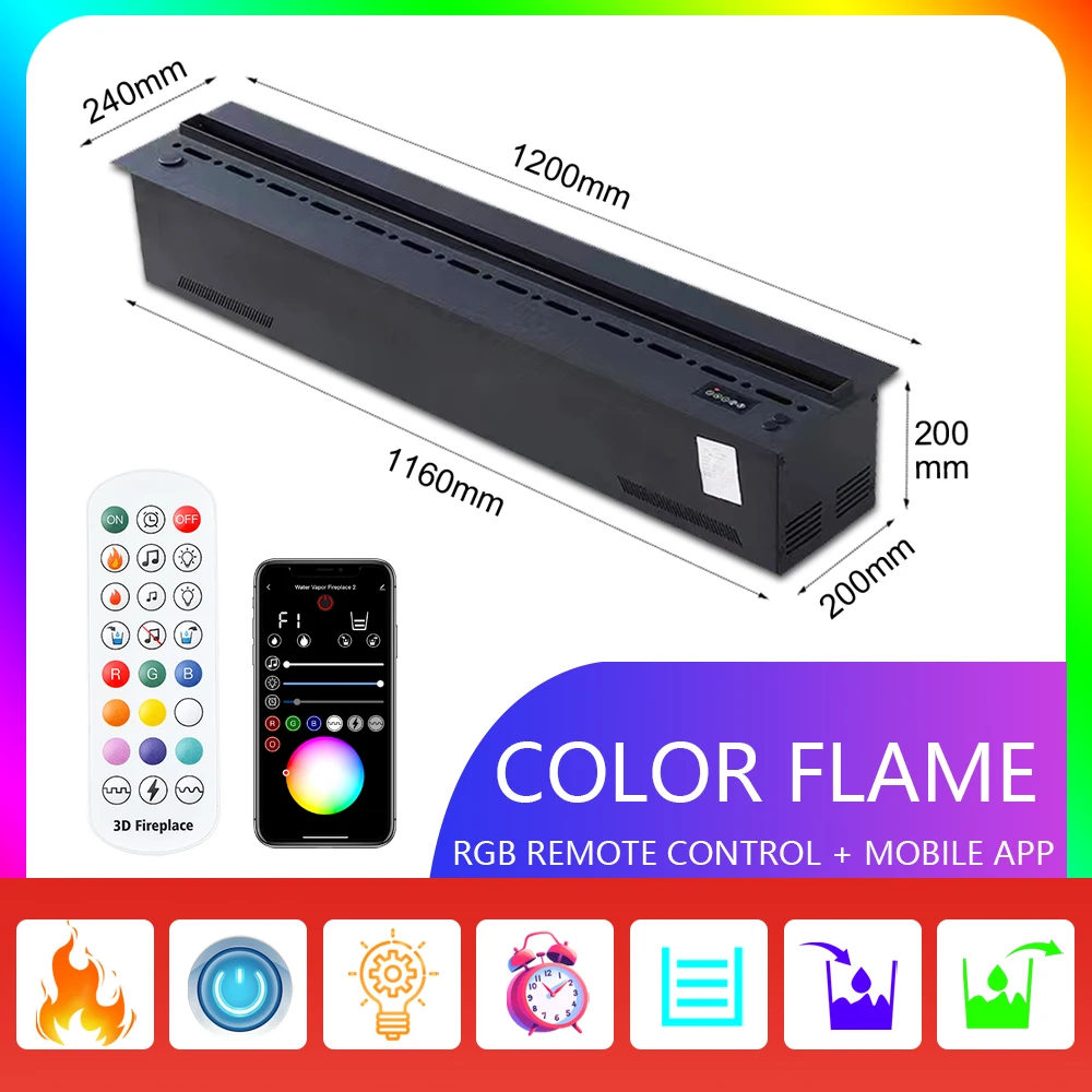 

Вода, распыленная на камине, 3D красочный пламя Eco Smart Home Interior Coremer Water Vapor Smart светодиодный электрический камин регулируется с помощью звука с каплями воды и разрыв с дровами.