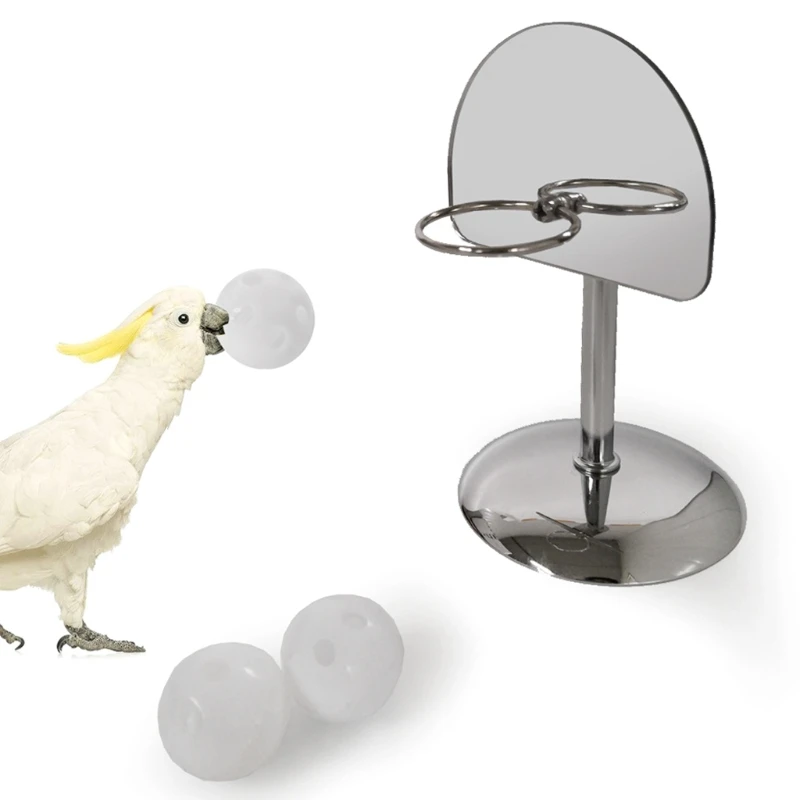 Pet Parrot Basketball Hoop Props Parakeet Balls Puzzle Game Chew Play Toy Supply
