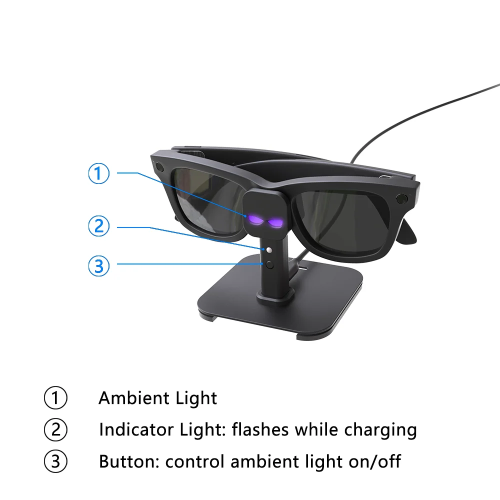Фото Зарядная док-станция для очков Meta Wayfarer/Skyler/Oakley HSTN/Headliner/Blayzer Optics/Scriber AI с двумя портами USB-C №3