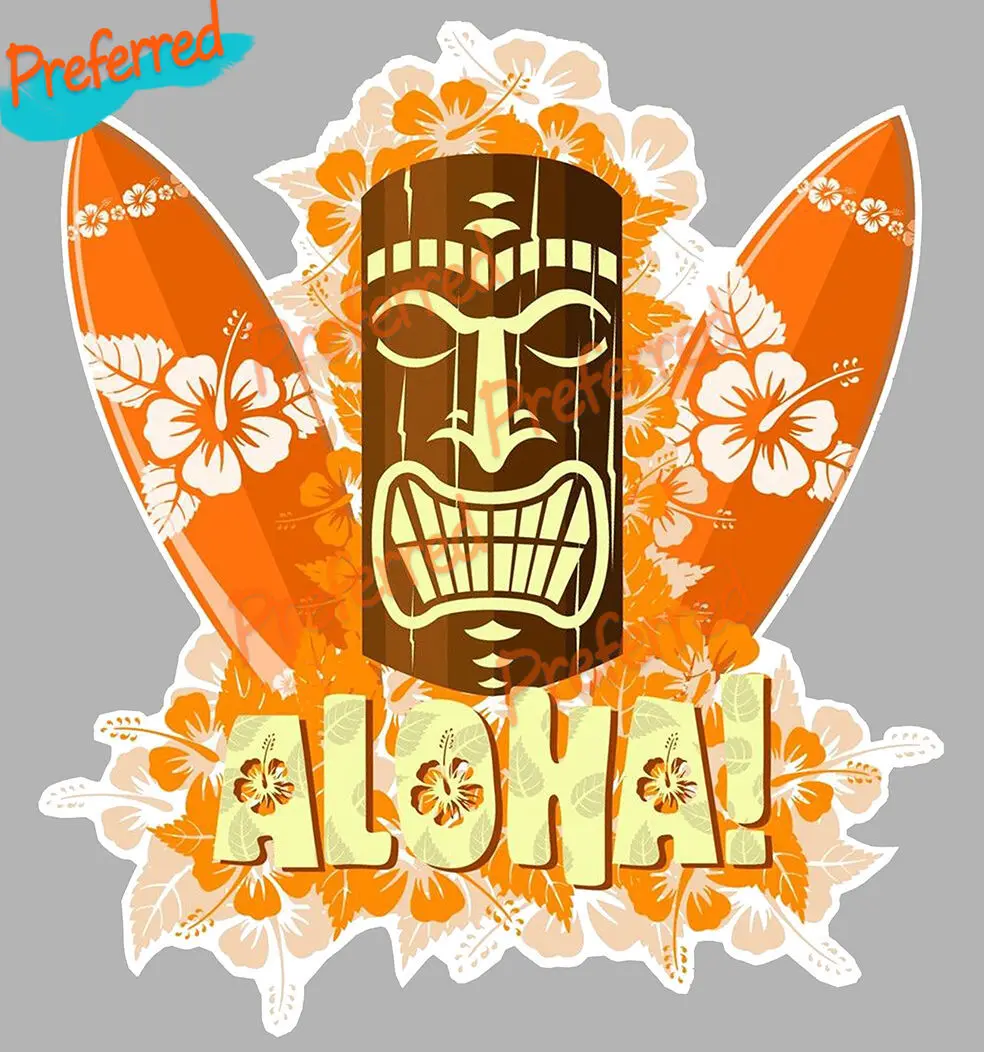 

Aloha surf tiki ECSTATlC Car Sticker Decal for your All Cars Racing Laptop Motorcycle Helmet Trunk toolbox Surf Camper