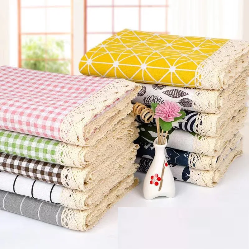 

Table Cover Linen Cotton with Lace Border Rectangular Square for Party Wedding Banquet Outdoor Home Decor Dustproof Tablecloth