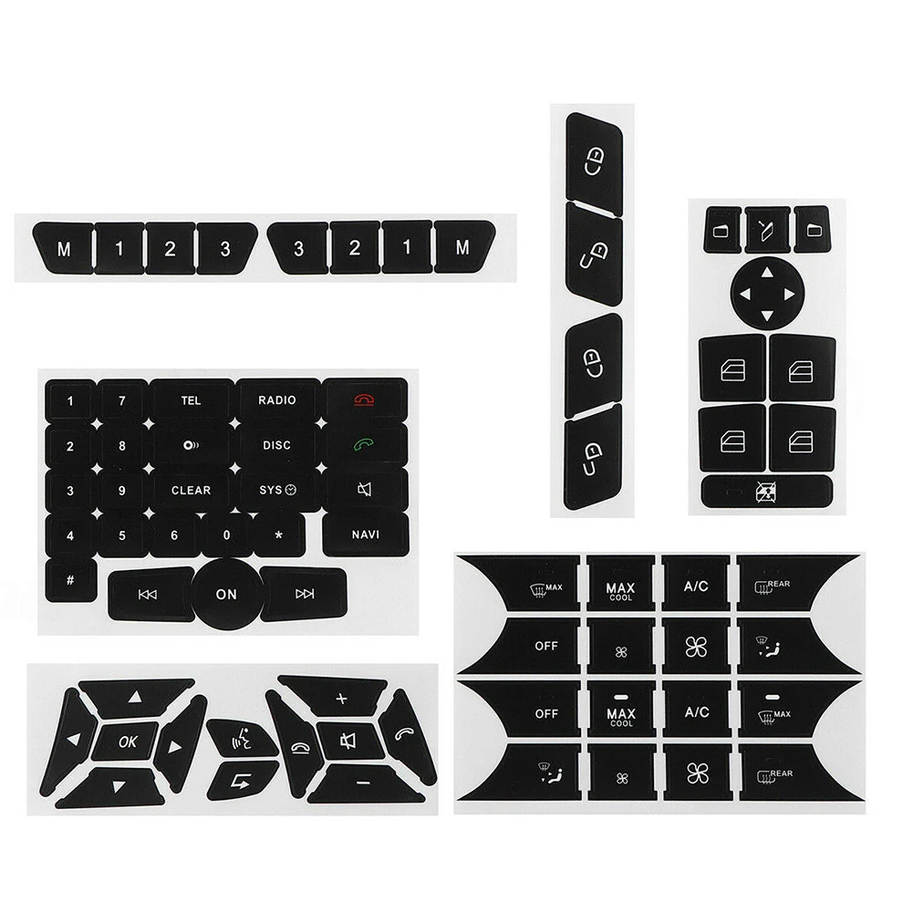 

Black Car Radio Button Repair Decals Stickers New Button Repair Sticker Decal For Mercedes-Benz 2007-2014 Direct Replacement