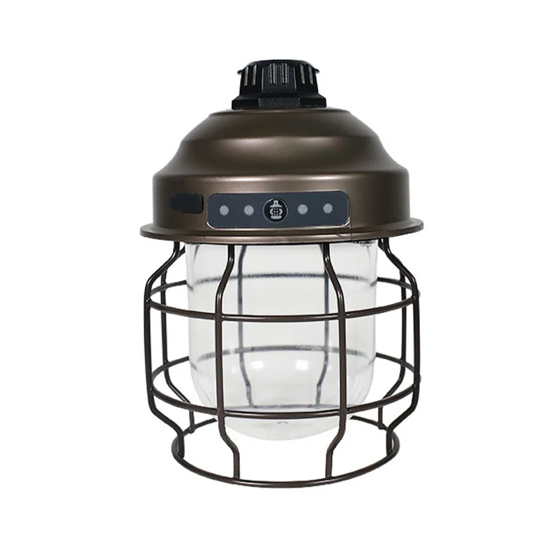 

Outdoor Camping Tabletop USB Rechargeable Garden Dimming Yard LED Light Waterproof Fishing Hanging Lantern Vintage Iron Tent