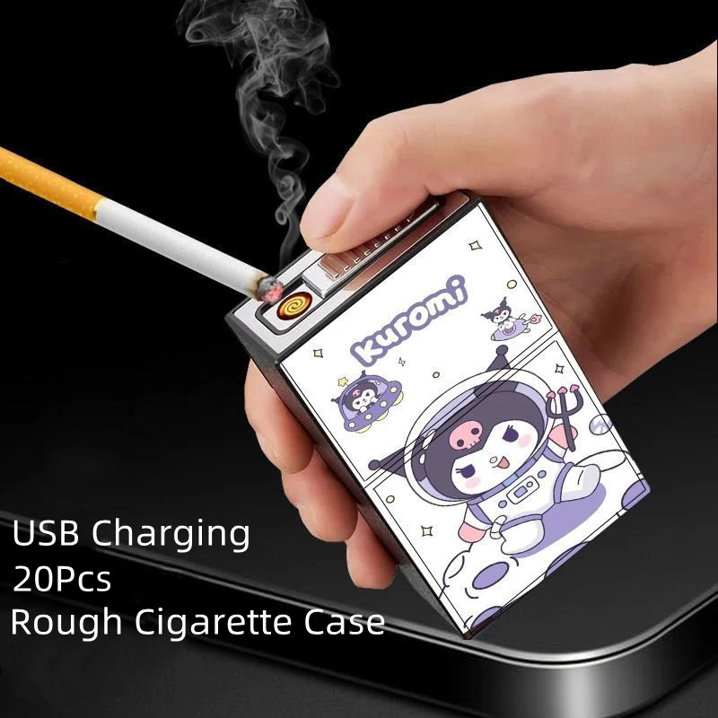 

Sanrio Kuromi Smoke Box Hello Kitty My Melody Kawaii USB Rechargeable Cigarette Case Lighter Cigarette Accessories Holiday Gifts
