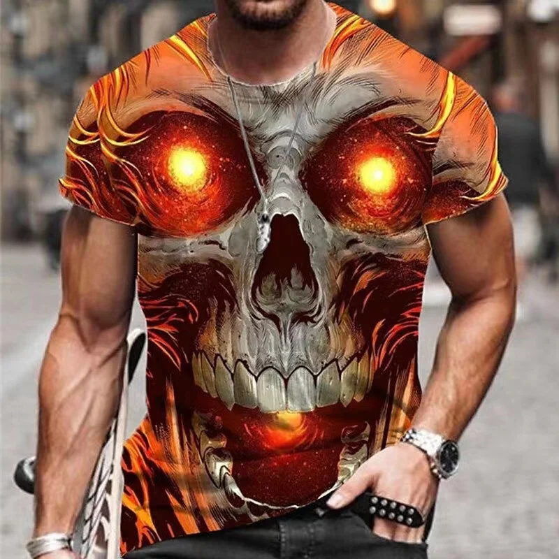 

Vintage Men's Skull T Shirt 3d Print Skull Death T-shirts For Men Horror Short Sleeve Oversized Tops Tee Man Clothing Goku2023