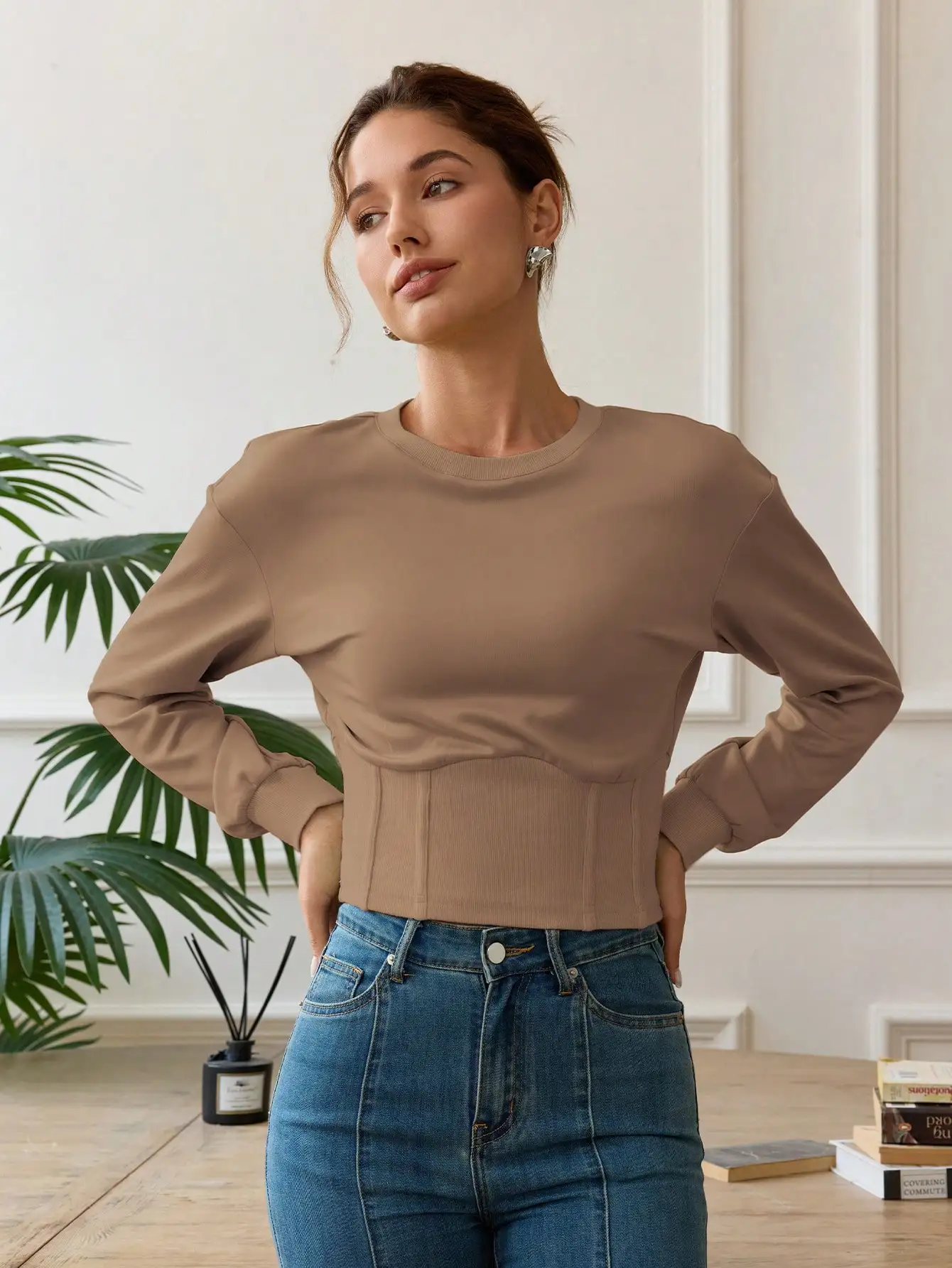 AEL Waist женская корейская версия свободная и универсальная с высокой талией