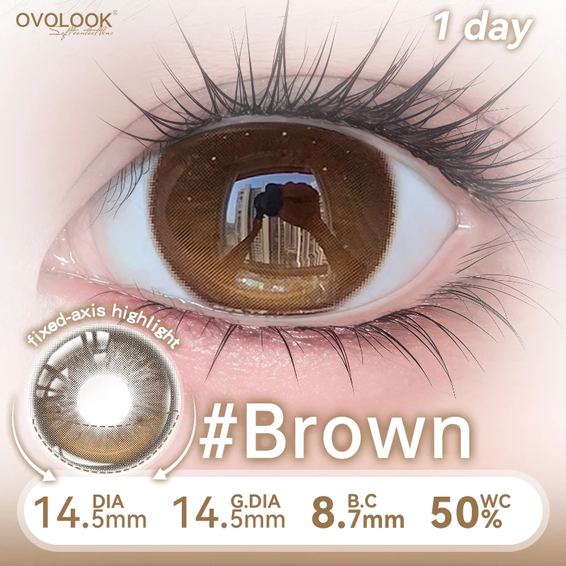 Фото OVOLOOK - Цветные контактные линзы с мягким ободком, гибридные, синие, 10 шт., для ежедневного использования, для макияжа, в милой коробке с рисунком щенка. №5