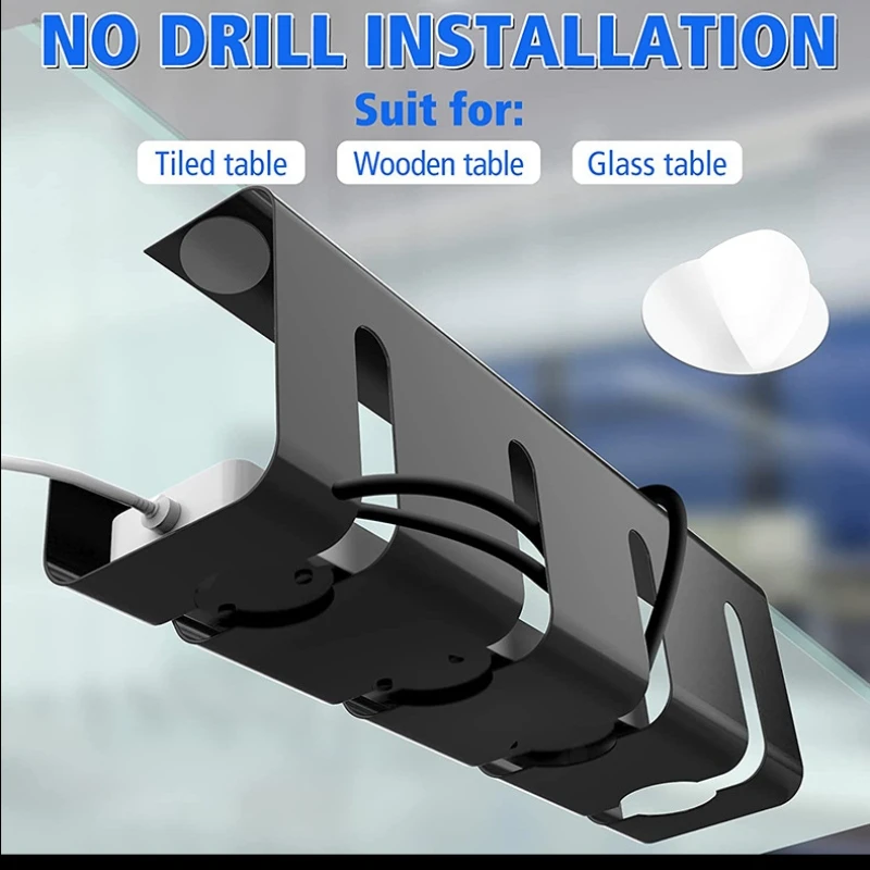 

Iron Office With Screws Power Strip Home Cord Raceway Storage Wire Organizer Under Desk Cable Management Tray Keep Tidy
