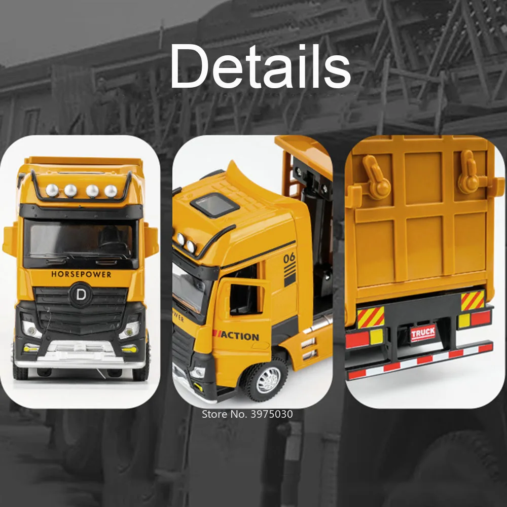 1:50 миниатюрный трейлер самосвал автомобили игрушки модель 3 двери открывается