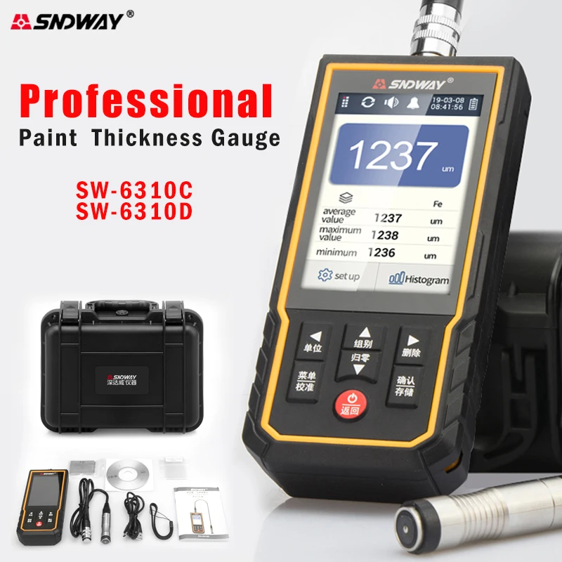 

SNDWAY Professional Coating Paint Thickness Gauge SW-6310C/SW-6310D High-precision 1700um PC Analysis Separate Thickness Tester