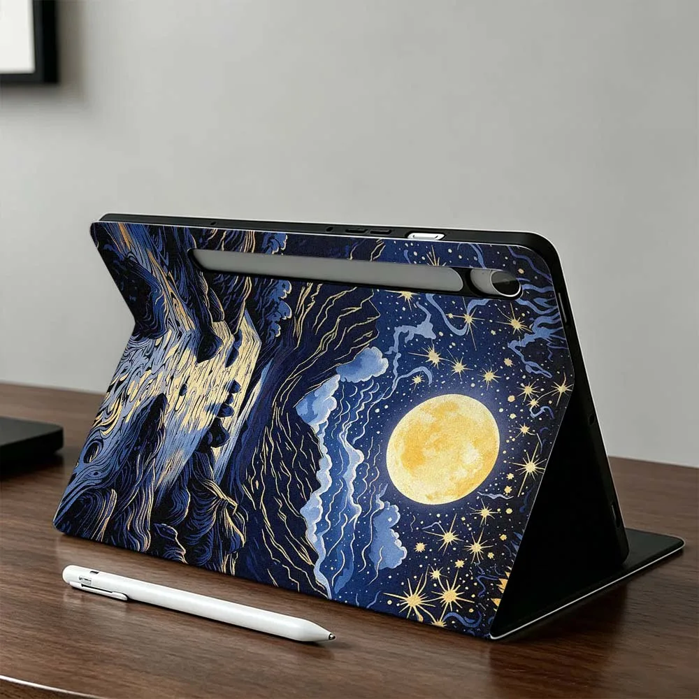 Фото Чехол-книжка Catoon Sun Mountain Sea для Samsung Galaxy Tab A7 A8 A9 A11 S6 S7 S8 S9 S10 S11 FE Plus с функцией автоматического сна/пробуждения №3