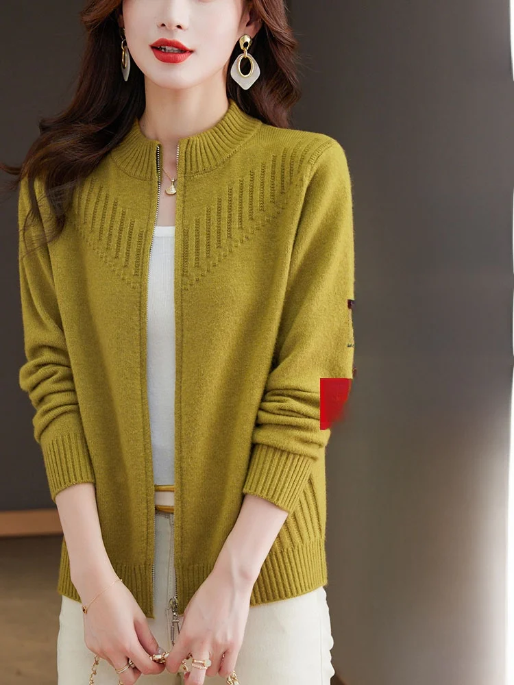 Hengyuanxiang Sheep 00 свитер из чистой шерсти женский кардиган на молнии с