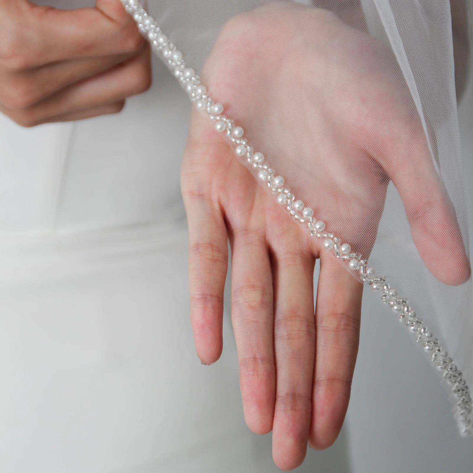 Роскошная свадебная фата с жемчугом и бусинами, прозрачный тюль, разные длины, элегантная фата для церквивечеринки, аксессуар для невесты G156 (art.: 3920db0793681) - 3920db0793681