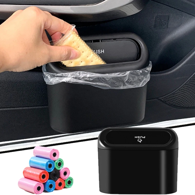 

Car Trash Can Universal Car Door Hanging Trash Bin Small Clamshell Dustbin Vehicle Garbage Dust Case Taxi Trash Can Car Storage