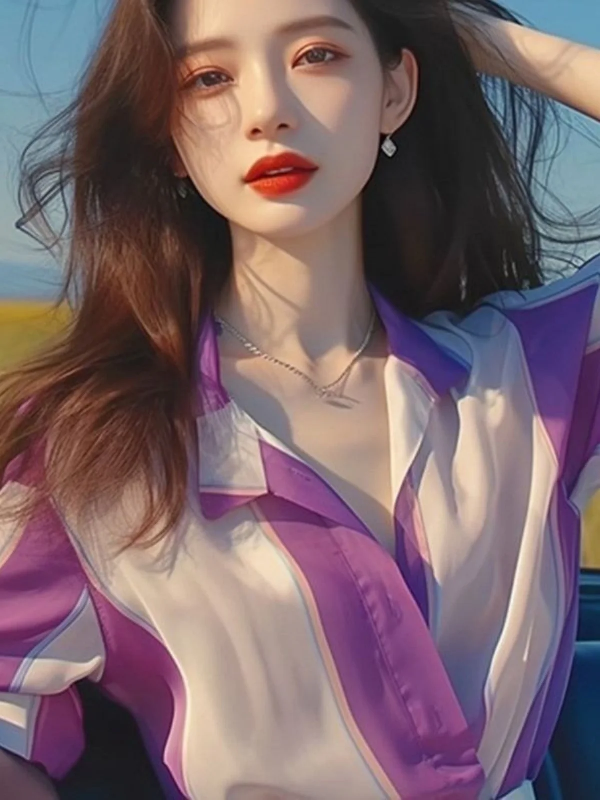 Рубашки с уникальным принтом во французском стиле женские летние рубашки