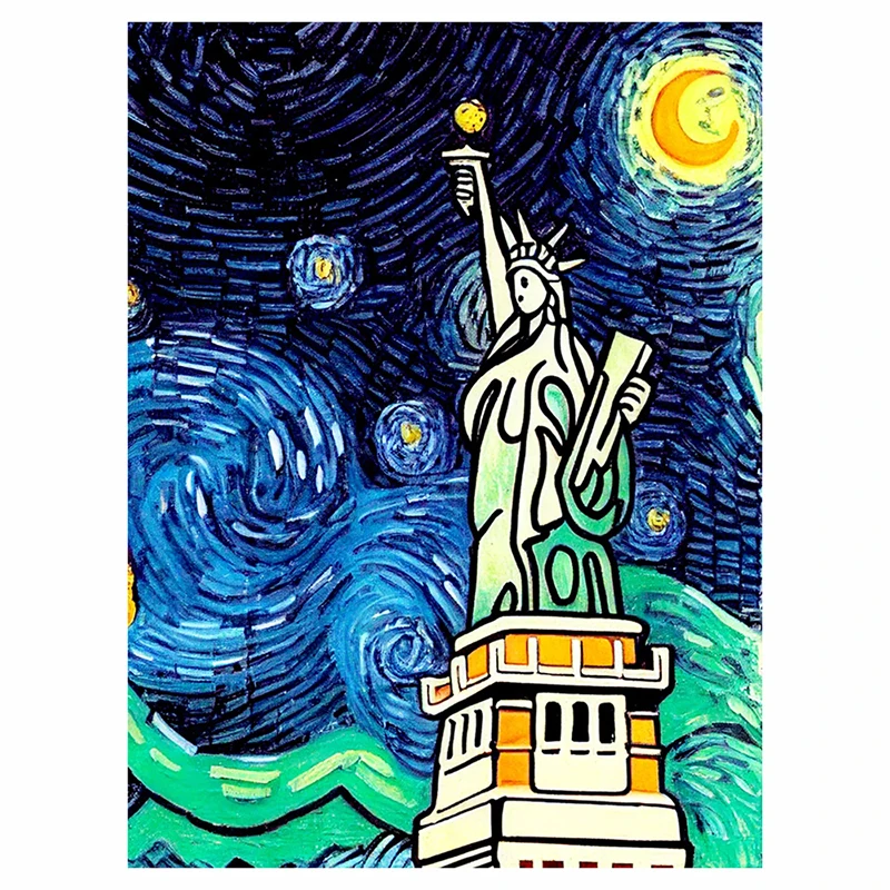 

DIY-5D Diamond Van Gogh's Statue of Liberty Splice Set Full Diamond Embroidery Mosaic Picture Closed