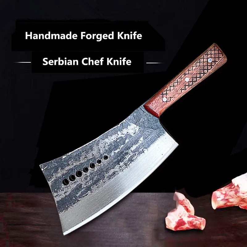 Чистый ручной Кованый нож для измельчения костей утолщенный в старинном стиле