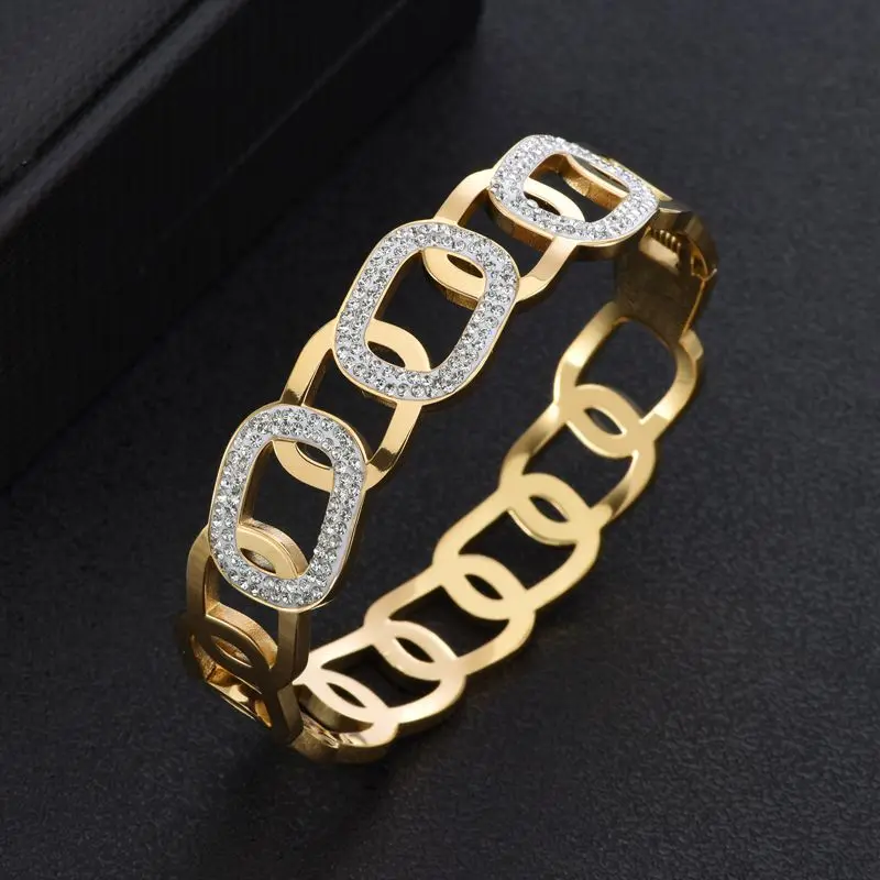 

New Fashion Cross Handcuffs Women Girls Wedding Party Cuff Bangles Stainless Steel Charm Crystal Bracelets Jewelry Gift